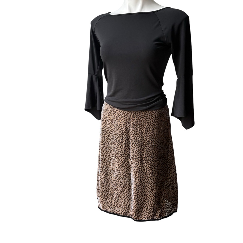 Elspeth Gibson London Animal Cheetah Print Dot Velvet Silk Blend Skirt - Picture 3 of 15